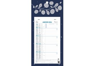 Calendrier mensuel avec feuillets détachables 15,5 x 28,5 cm
