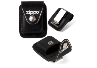 Étui Zippo cuir à pression noir