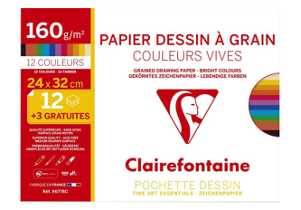 P.10 Paquets 12+3 Papier à dessin à grain
