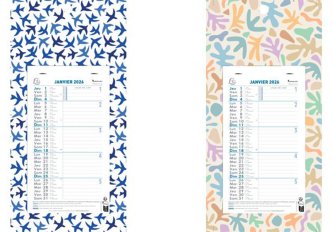 Calendrier mensuel avec feuillets détachables 13 x 23 cm