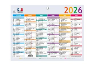 Calendrier multicolore semestriel