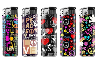B.50 Briquets Piezo Peace and love