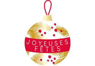 B.500 Étiquettes joyeuses fêtes or/rouge