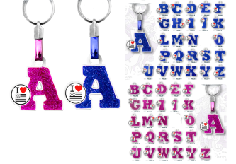 L.104 Porte-clefs Alphabétiques  I ❤ Bretagne