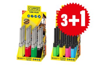 3+1 Présentoirs de 12 briquets tube plus