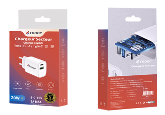 Chargeurs rapide USB-C + USB-A