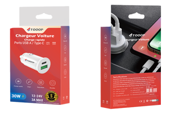 Chargeurs voiture USB-A + USB-C